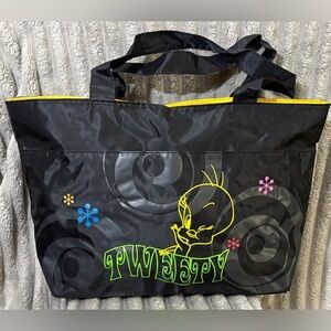 Tweety Bird Black Large Tote Bag Looney Tunes